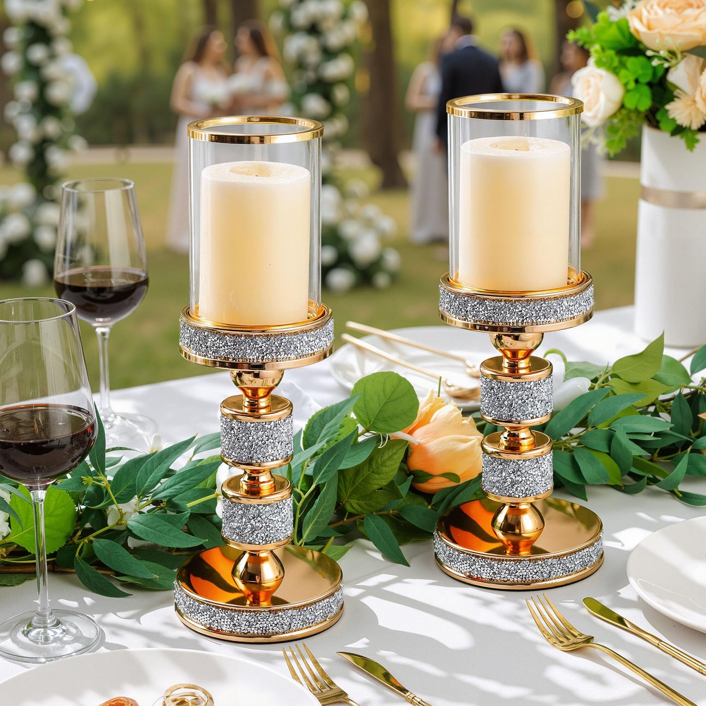 Gold Crystal Candle Stand