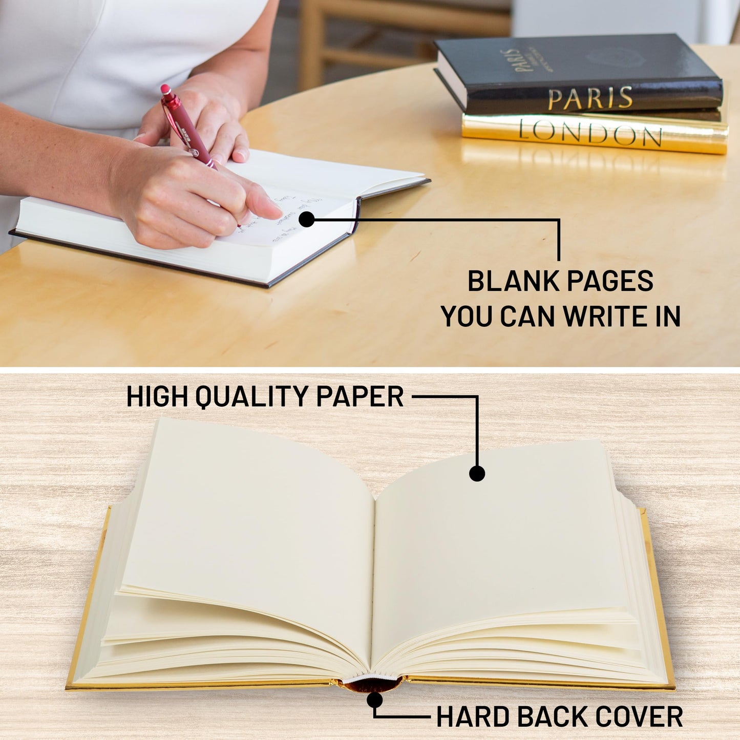 Fashion Decorative Books, Set of 3 (Black and Gold)