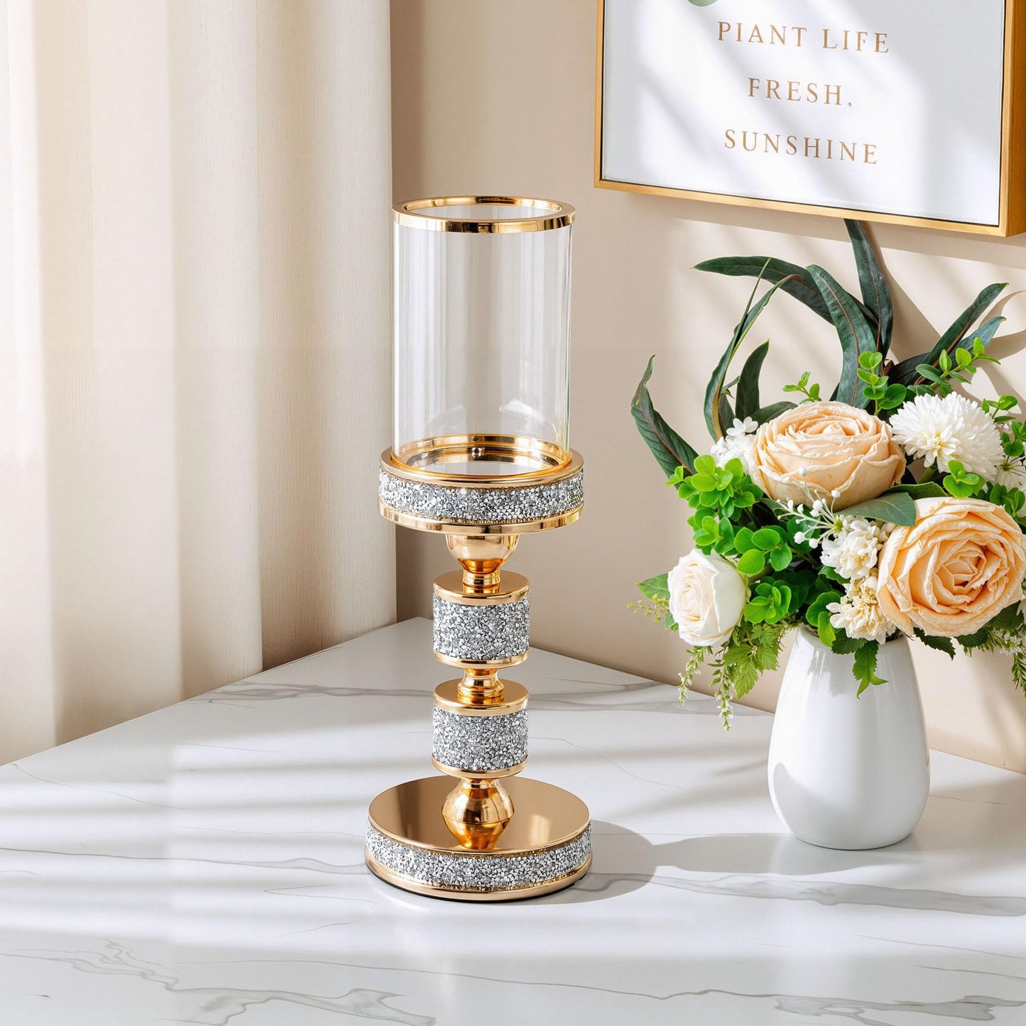 Gold Crystal Candle Stand