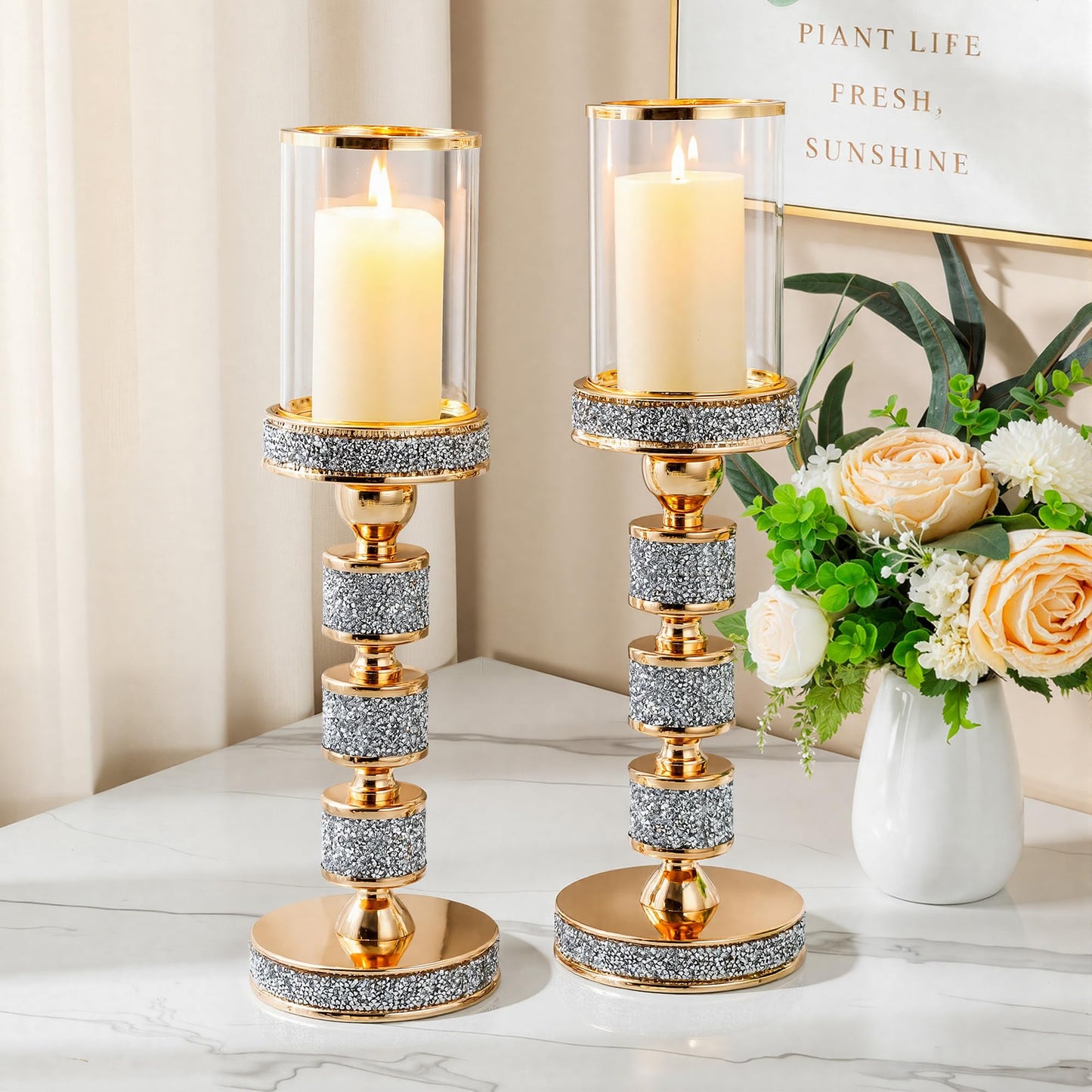 Gold Crystal Candle Stand