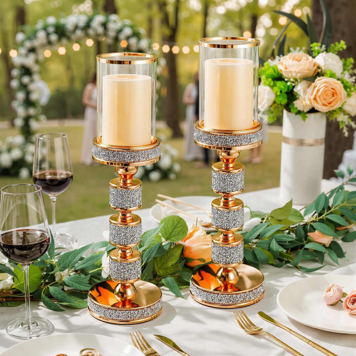 Gold Crystal Candle Stand