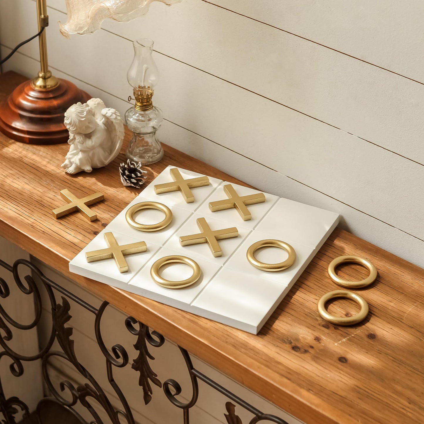 Black & Gold 12x12 Inch Tic Tac Toe Wood Game Board