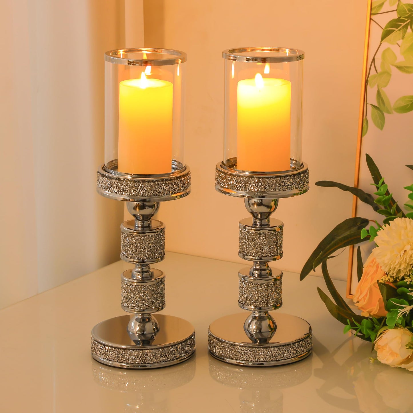 Gold Crystal Candle Stand