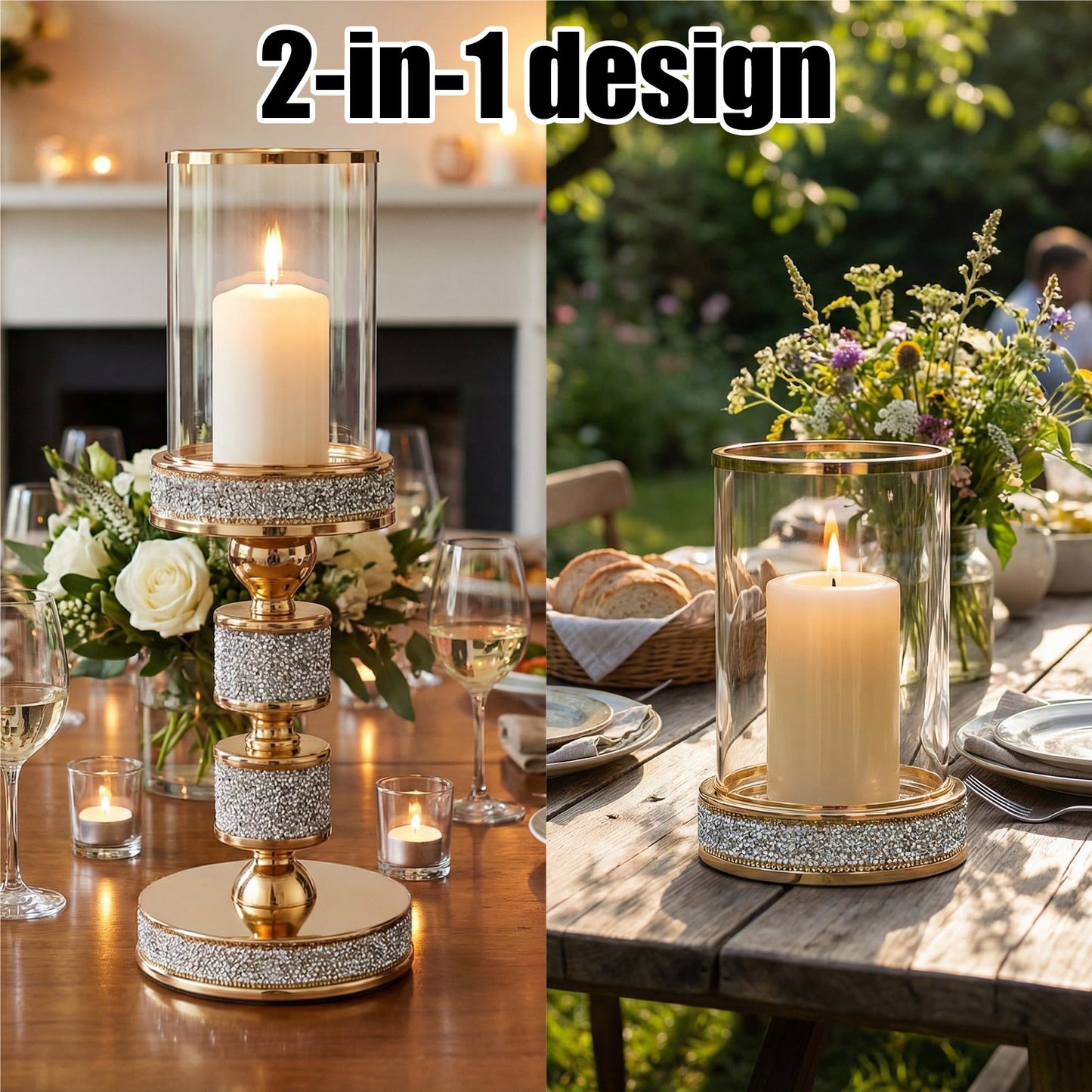 Gold Crystal Candle Stand