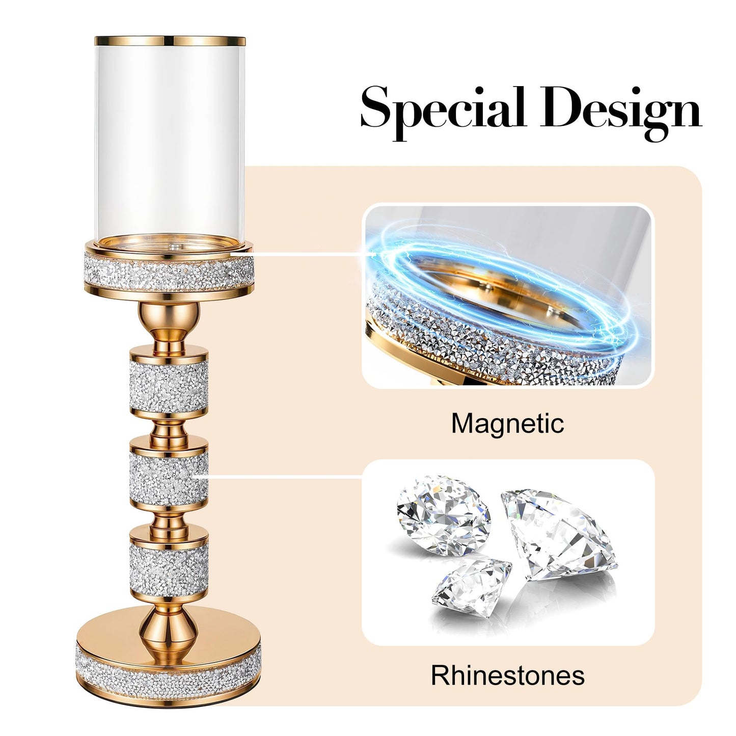 Gold Crystal Candle Stand