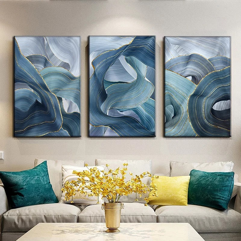 Blue Color Swirl Mural Canvas