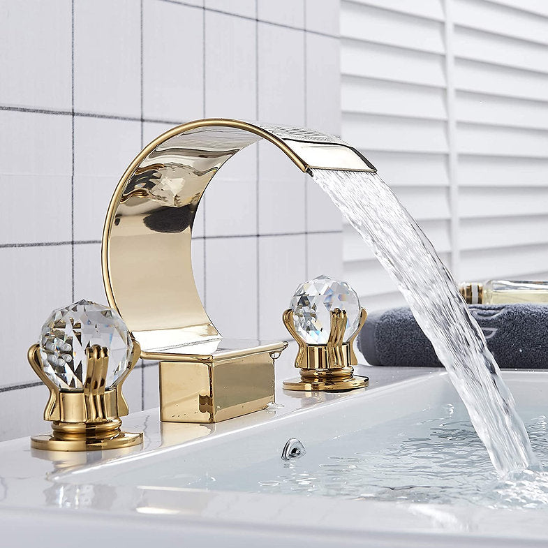 Polished Gold Crystal Knobs Vanity Faucet