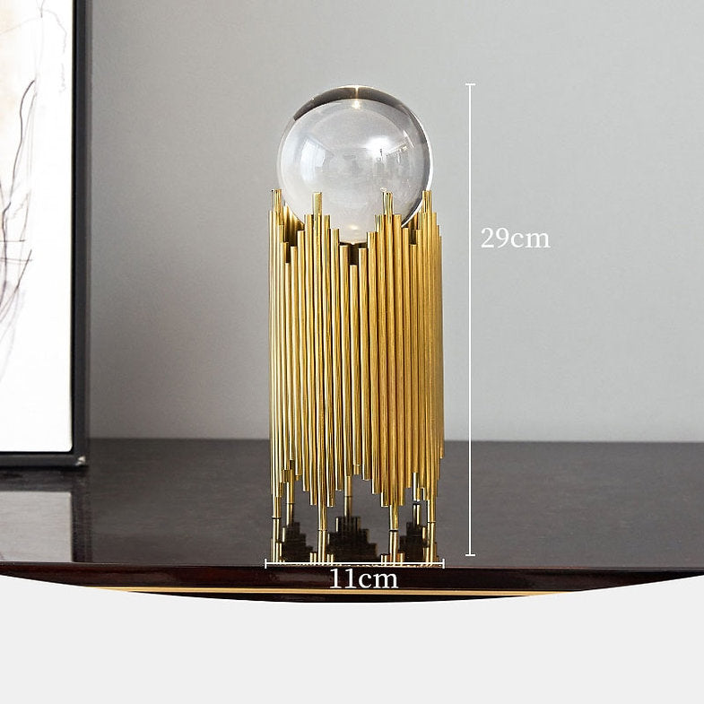 European Crystal Ball Sculpture, Golden Base