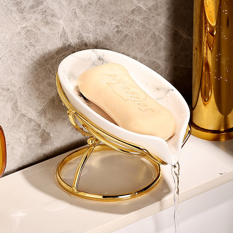 Lux Ceramic & Gold Soap Holder