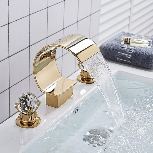 Polished Gold Crystal Knobs Vanity Faucet