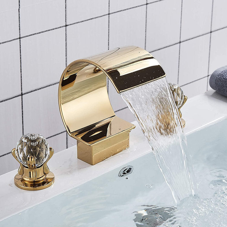 Polished Gold Crystal Knobs Vanity Faucet