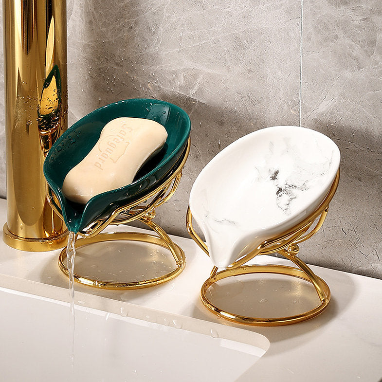 Lux Ceramic & Gold Soap Holder