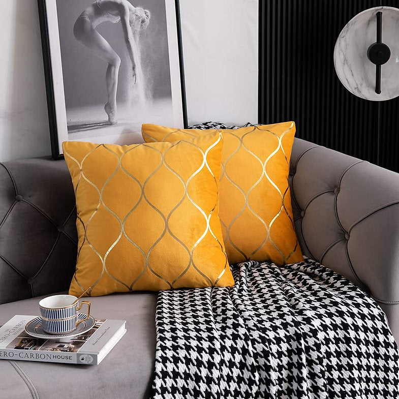 Gold Wave Velvet Pillow Sham