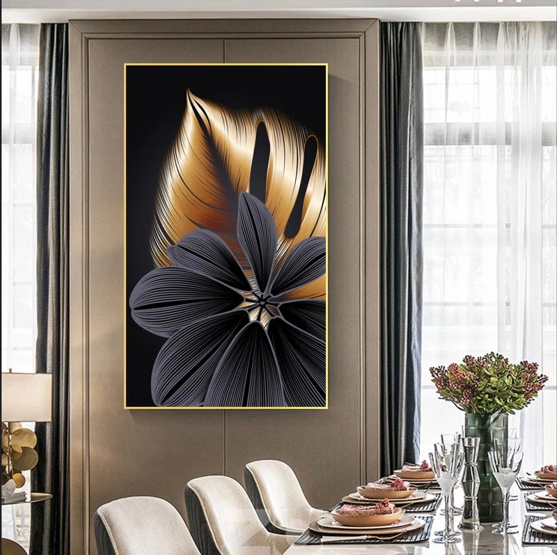 Black Gold Leaf Canvas