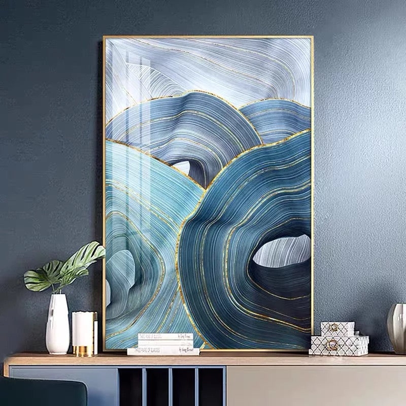 Blue Color Swirl Mural Canvas