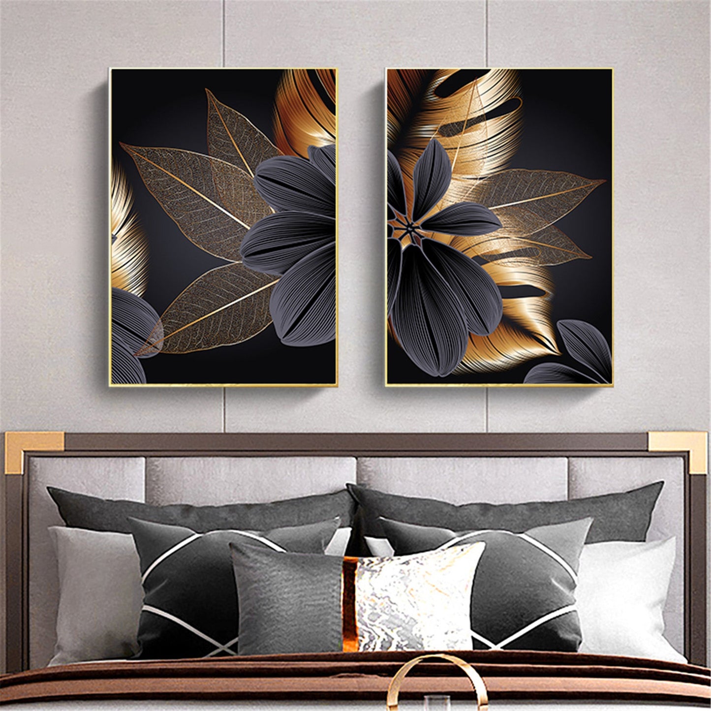 Black Gold Leaf Canvas