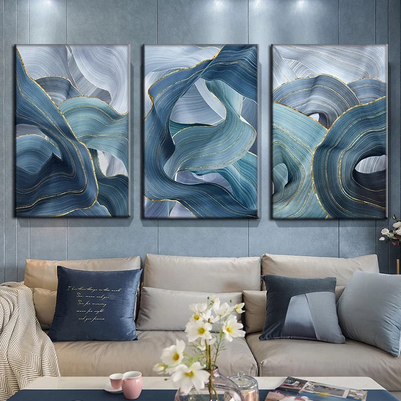 Blue Color Swirl Mural Canvas
