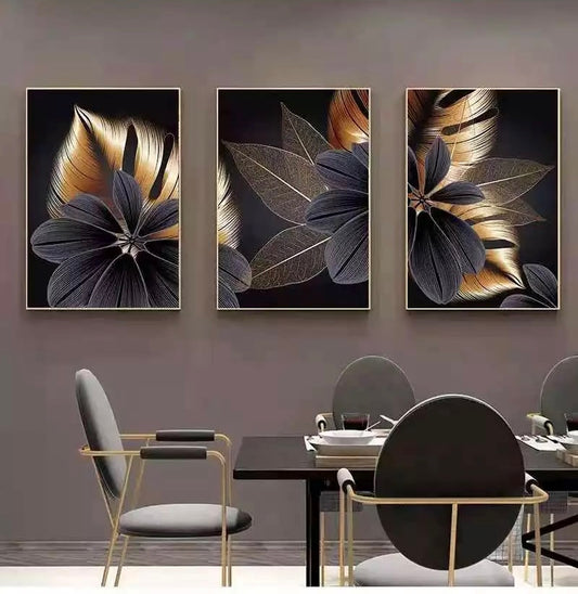 Black Gold Leaf Canvas