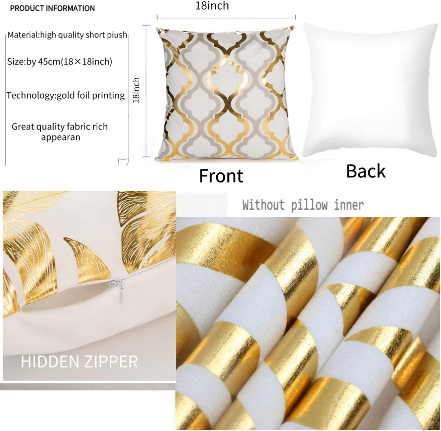 Golden Designs of Luxury Pillow Cover, 4 pc