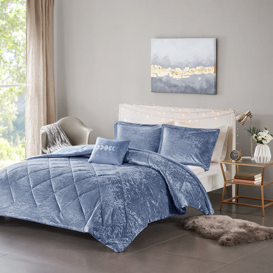 Blue Velvet Comforter Set