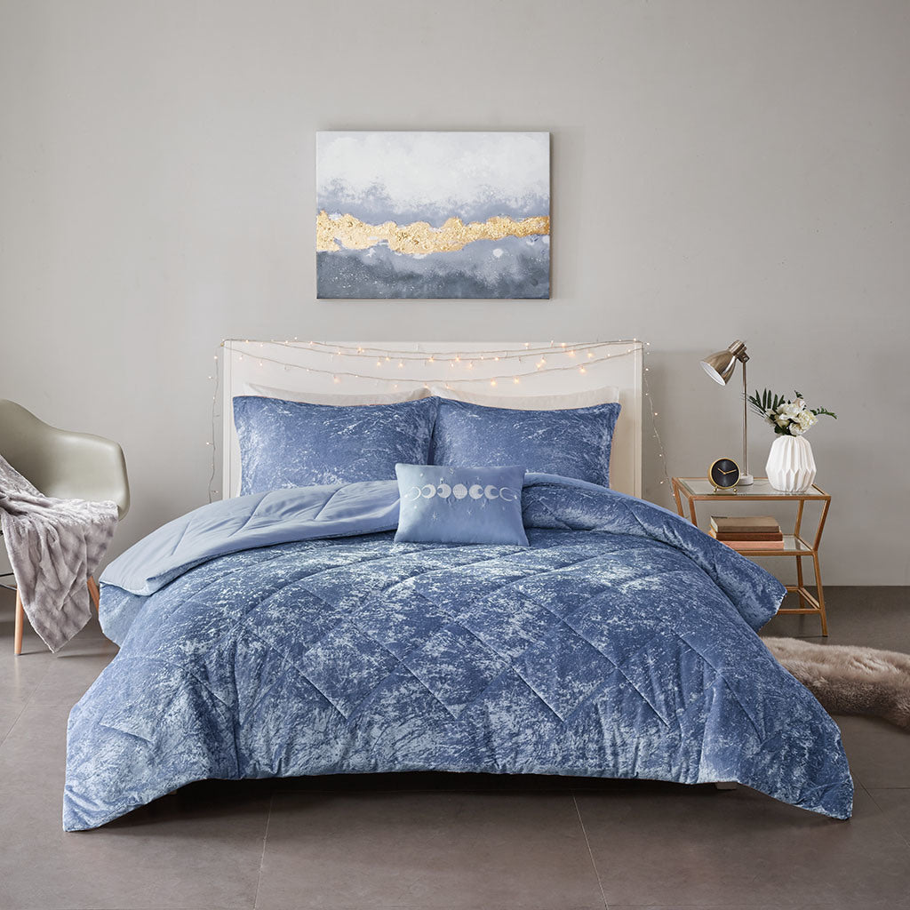 Blue Velvet Comforter Set