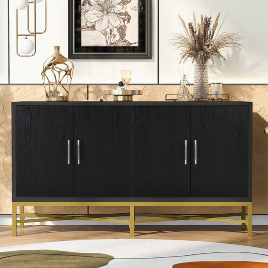 Four-Door Sideboard with Metal and Cross-Leg Design