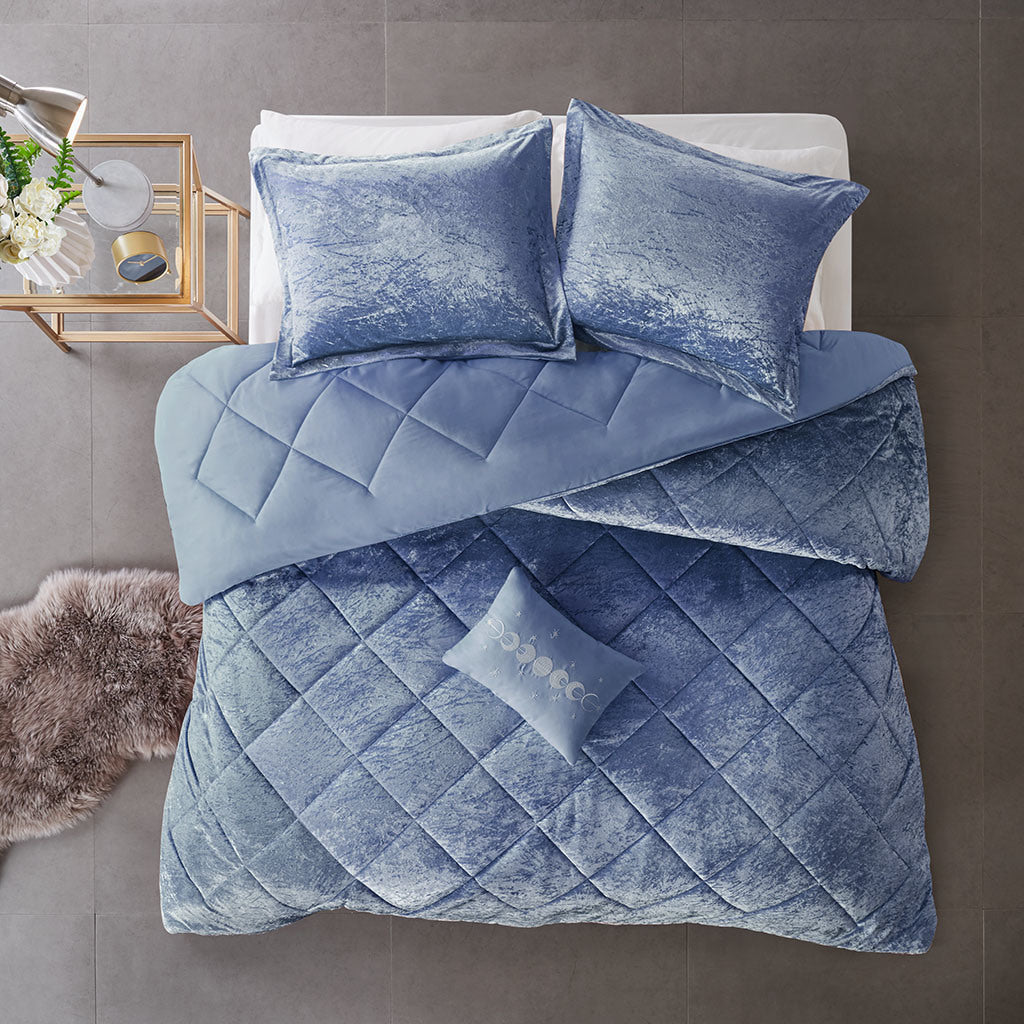 Blue Velvet Comforter Set