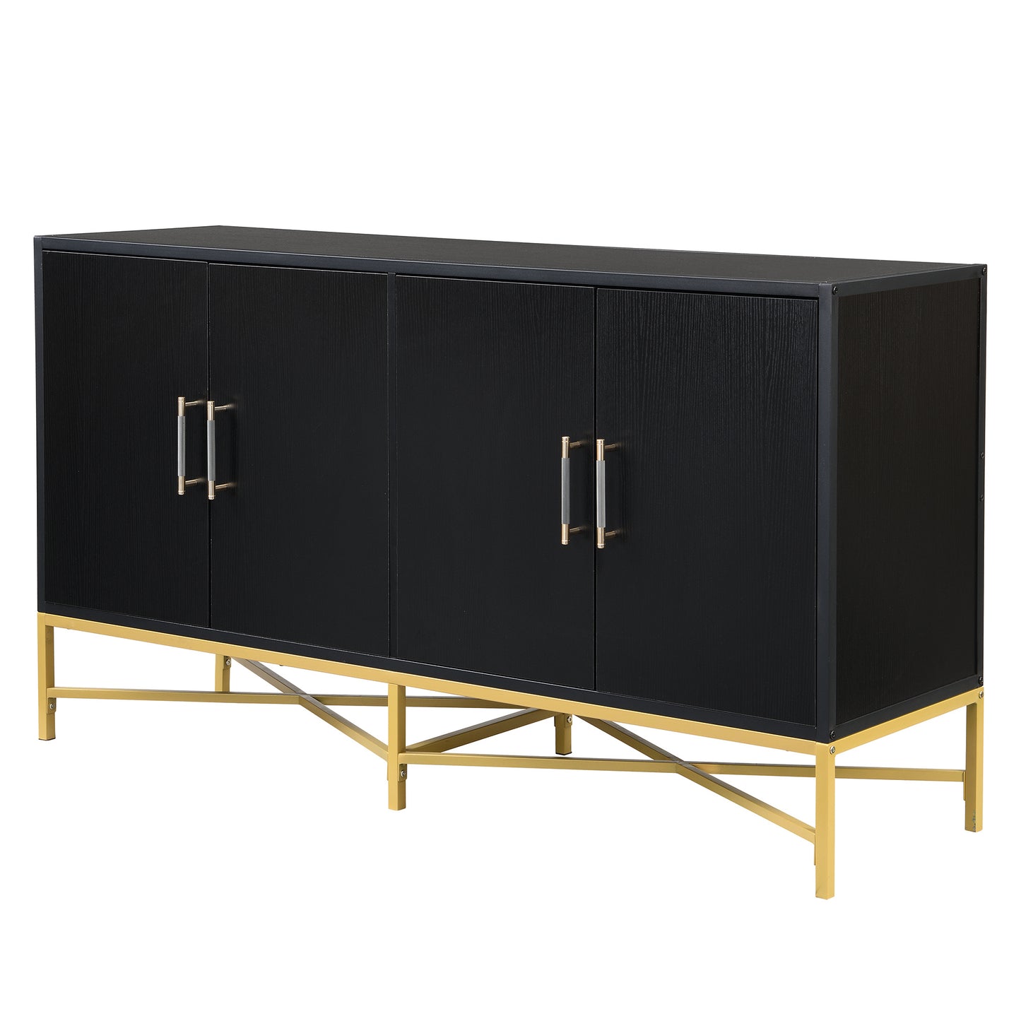 Four-Door Sideboard with Metal and Cross-Leg Design