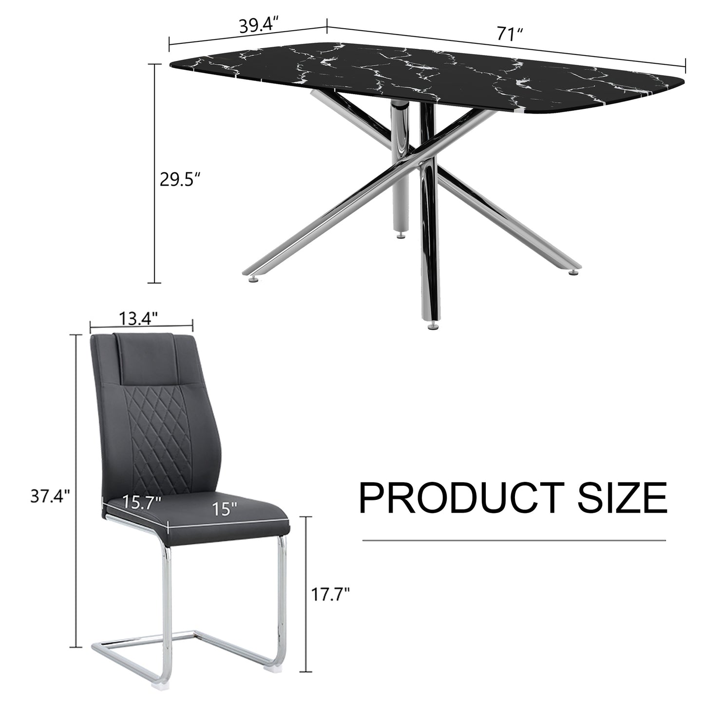 Table and chair set, Modern Rectangular Marble Top