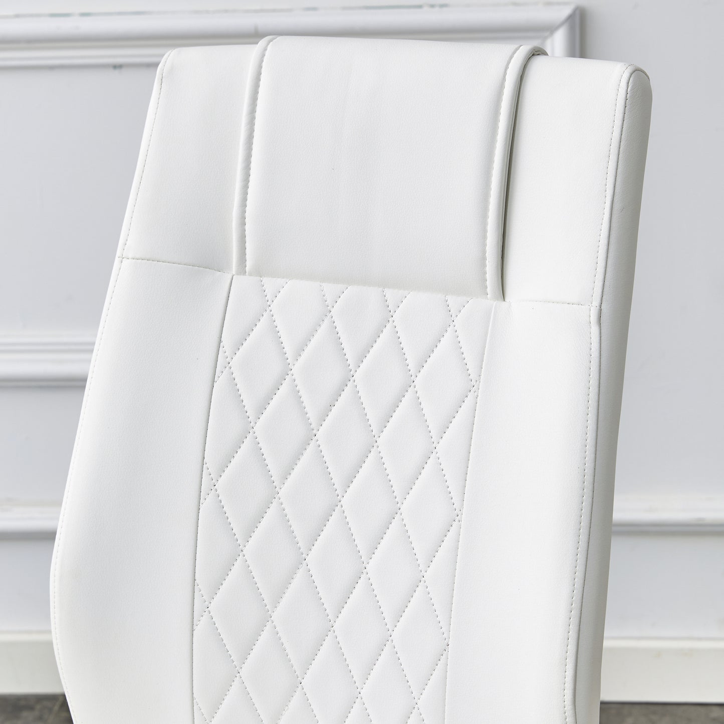 White Leather Dining Room Chairs, Set of 4