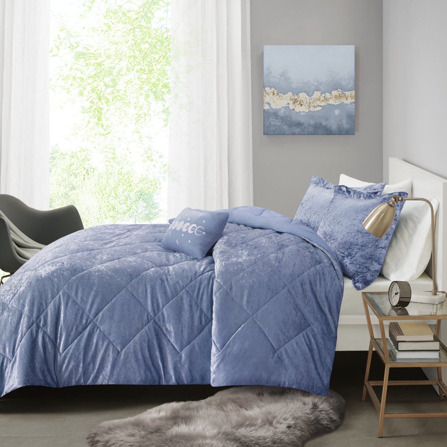 Blue Velvet Comforter Set