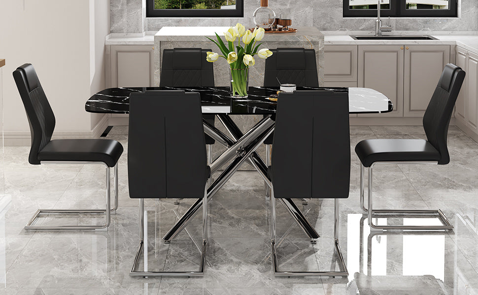 Table and chair set, Modern Rectangular Marble Top