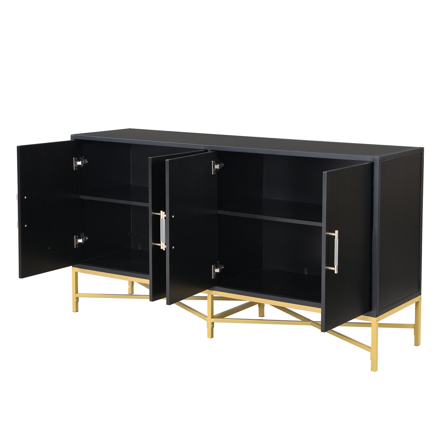 Four-Door Sideboard with Metal and Cross-Leg Design