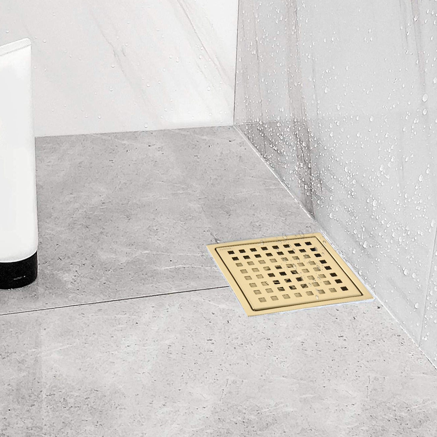 Gold 6 Inch Square Shower Floor Drain