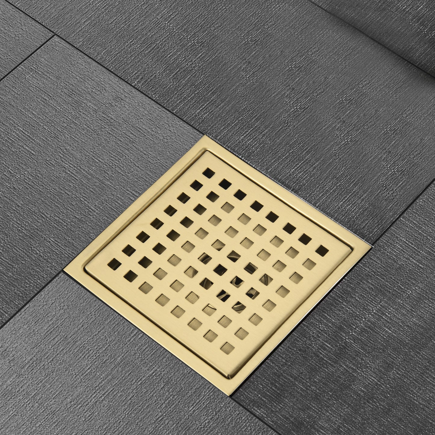 Gold 6 Inch Square Shower Floor Drain