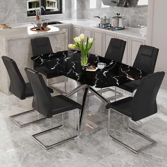 Table and chair set, Modern Rectangular Marble Top