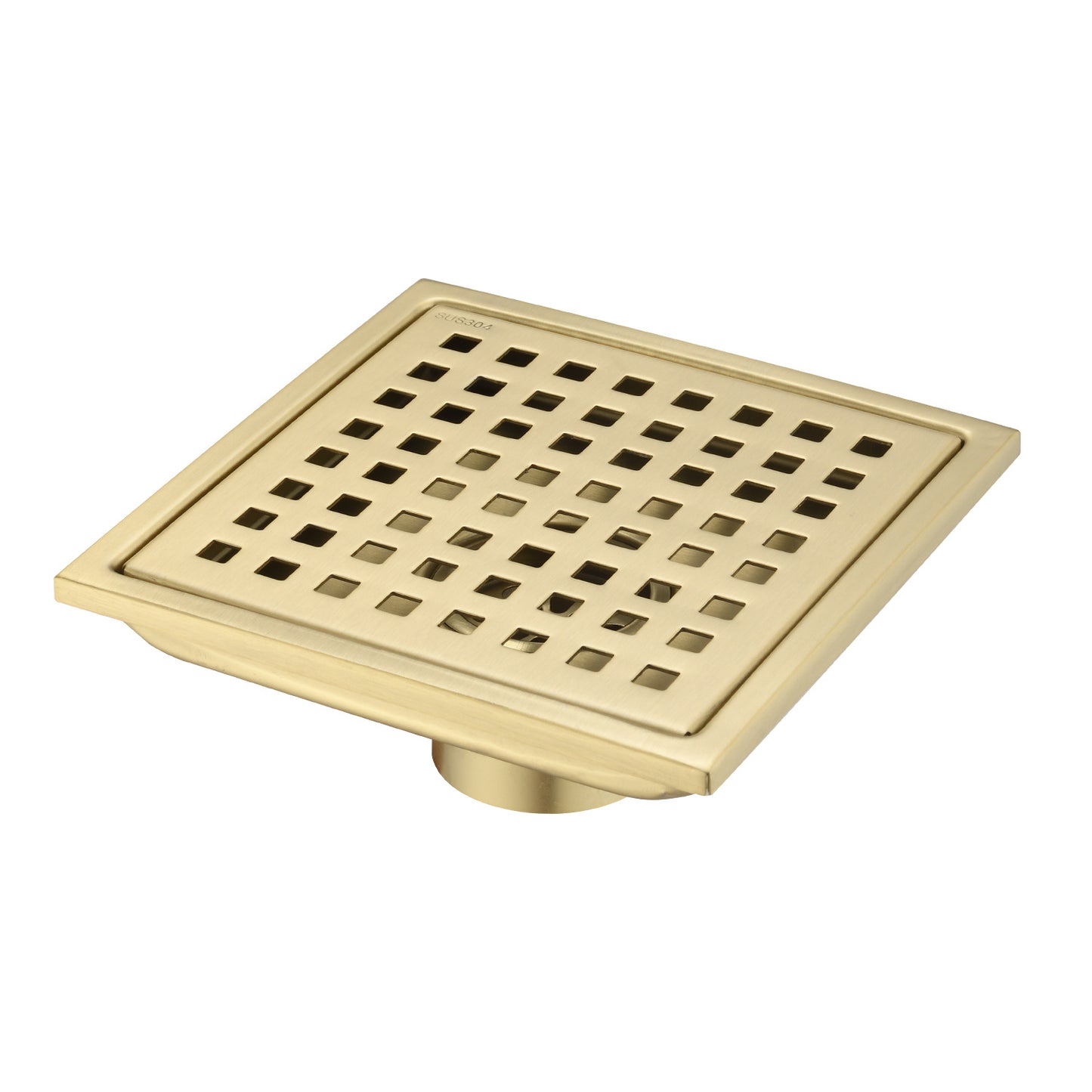 Gold 6 Inch Square Shower Floor Drain