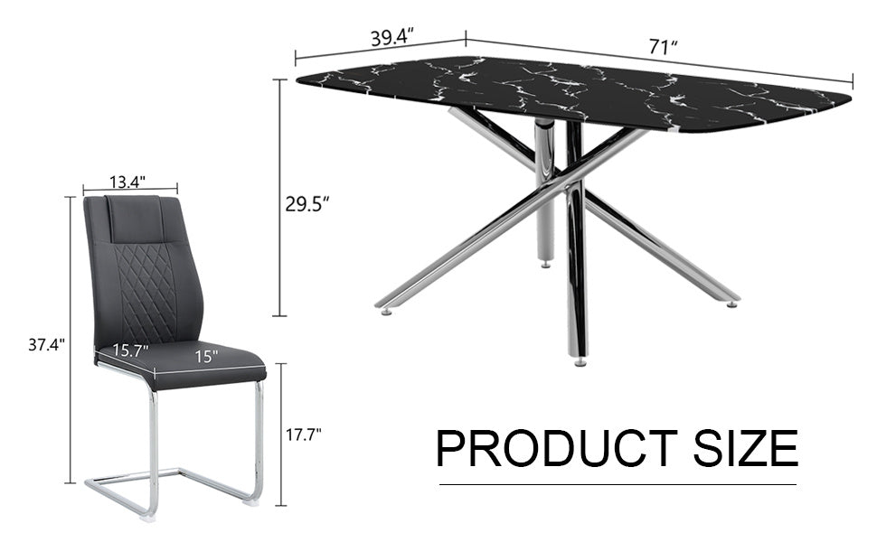 Table and chair set, Modern Rectangular Marble Top