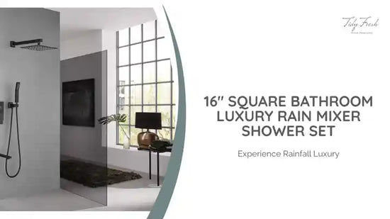 16" Square Bathroom Luxury Rain Mixer Shower Set by@Outfy