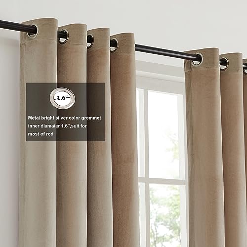 2 Tone Velvet Block Window Curtain Panels