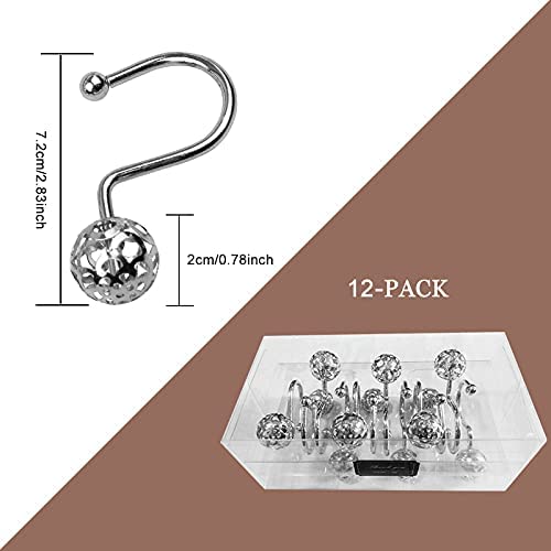 12Pcs Hollow Ball Shower Curtain Hooks