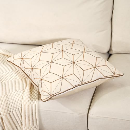 Geometric Lines Embroidery Velvet Shams