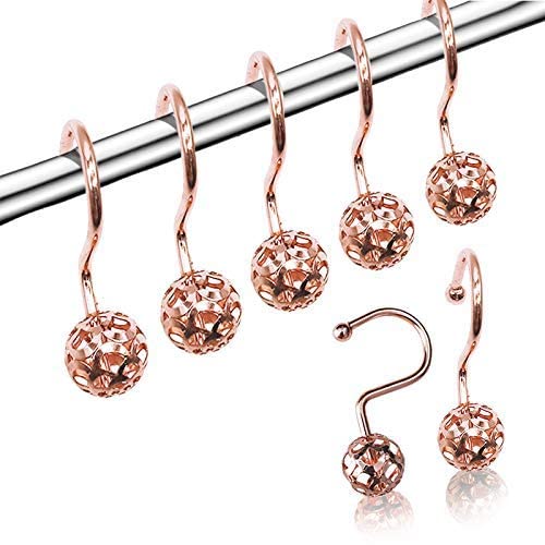 12Pcs Hollow Ball Shower Curtain Hooks