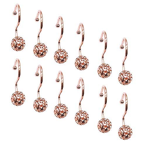 12Pcs Hollow Ball Shower Curtain Hooks