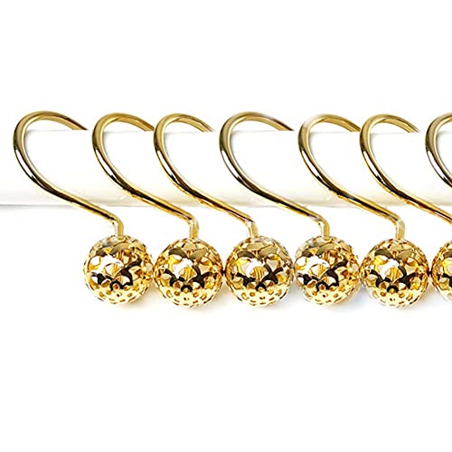 12Pcs Hollow Ball Shower Curtain Hooks