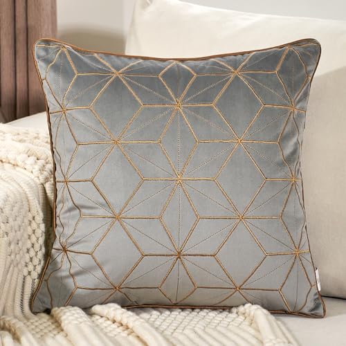 Geometric Lines Embroidery Velvet Shams