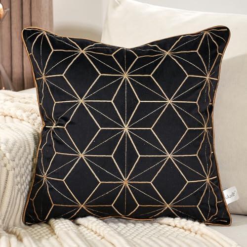 Geometric Lines Embroidery Velvet Shams