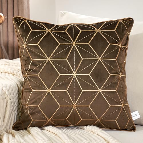 Geometric Lines Embroidery Velvet Shams