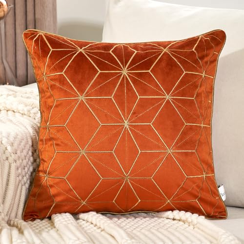 Geometric Lines Embroidery Velvet Shams