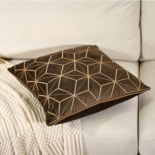 Geometric Lines Embroidery Velvet Shams